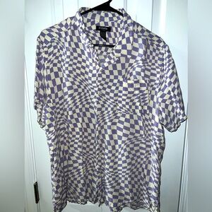 RSQ Men's Purple and White Checkered Shirt Size XL EUC
